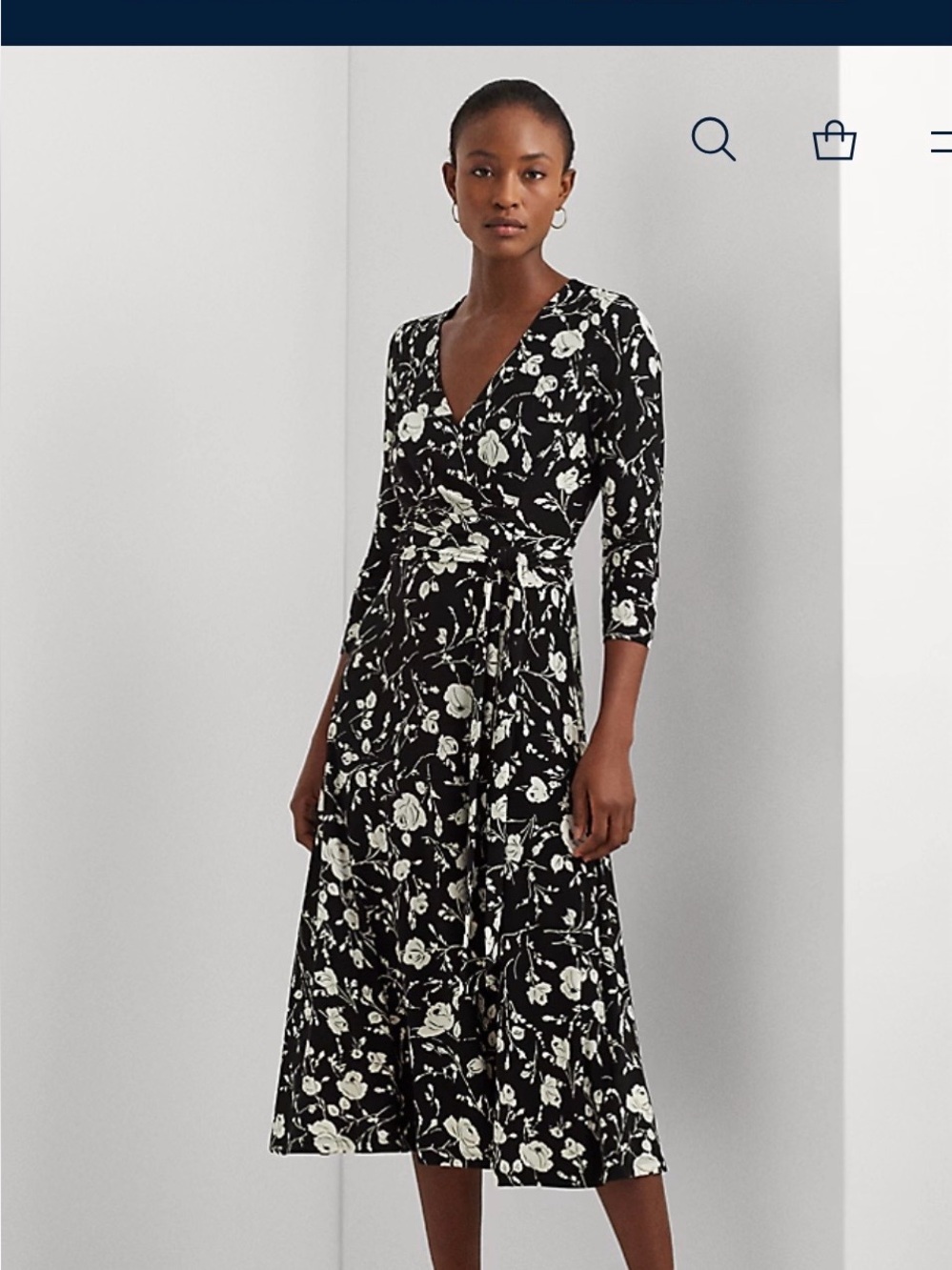 Ralph Lauren Floral Surplice Jersey Dress